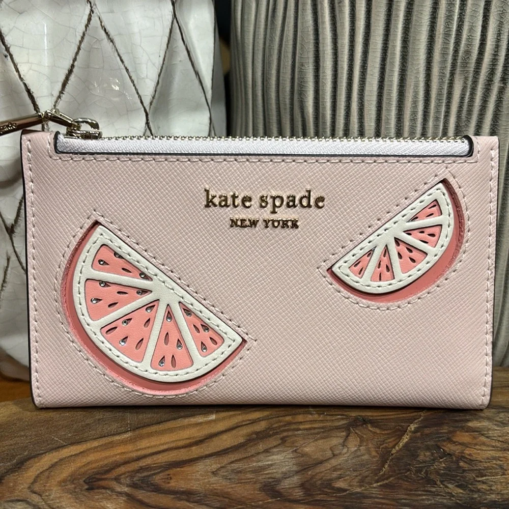 Kate Spade Novelty Tini Embellished Small Slim Bifold Wallet Spritz NWOT - Picture 2 of 16